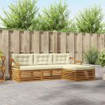 Set de canapele de exterior cu pernă 4 pcs Natural și Crem GartenMobel Dekor