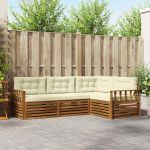 Set de canapele de exterior cu pernă 4 pcs Natural și Crem GartenMobel Dekor