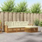 Set de canapele de exterior cu pernă 4 pcs Natural și Crem GartenMobel Dekor