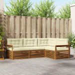 Set de canapele de exterior cu pernă 4 pcs Natural și Crem GartenMobel Dekor