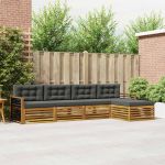 Set de canapele de exterior cu pernă 5 pcs Natural și Antracit GartenMobel Dekor