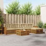 Set de canapele de exterior cu pernă 6 pcs Natural și Bej GartenMobel Dekor