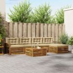 Set de canapele de exterior cu pernă 6 pcs Natural și Bej GartenMobel Dekor