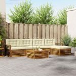 Set de canapele de exterior cu pernă 6 pcs Natural și Crem GartenMobel Dekor