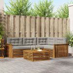 Set de canapele de exterior 5 pcs Gri natural și deschis GartenMobel Dekor
