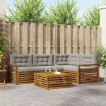 Set de canapele de exterior 5 pcs Gri natural și deschis GartenMobel Dekor