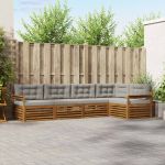 Set de canapele de exterior 5 pcs Gri natural și deschis GartenMobel Dekor