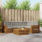 Set de canapele de exterior 5 pcs Gri natural și deschis GartenMobel Dekor