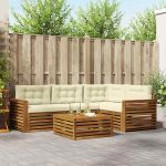 Set de canapele de exterior cu pernă 5 pcs Natural și Crem GartenMobel Dekor