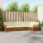 Set de canapele de exterior cu pernă 5 pcs Natural și Crem GartenMobel Dekor