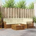 Set de canapele de exterior cu pernă 5 pcs Natural și Crem GartenMobel Dekor