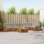 Set de canapele de exterior 7 pcs Gri natural și deschis GartenMobel Dekor