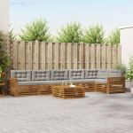 Set de canapele de exterior 7 pcs Gri natural și deschis GartenMobel Dekor