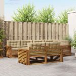 Set de canapele de exterior cu pernă 7 pcs Natural și Bej GartenMobel Dekor