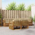 Set de canapele de exterior cu pernă 7 pcs Natural și Bej GartenMobel Dekor
