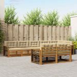 Set de canapele de exterior cu pernă 8 pcs Natural și Bej GartenMobel Dekor