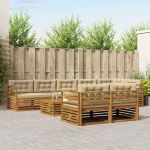 Set de canapele de exterior cu pernă 9 pcs Natural și Bej GartenMobel Dekor