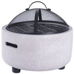 Semineu de exterior pentru terasa sau gradina din placa de magneziu, cu grill pentru gratar, 43x43x39cm Household NewTrend