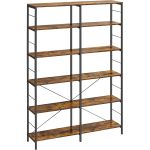 VASAGLE Biblioteca 6 rafturi, cadru metalic, stil industrial, 30x120x170 cm, maro rustic Household NewTrend