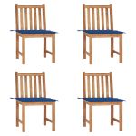 Scaune de grădină cu perne, 4 buc., lemn masiv de tec GartenMobel Dekor