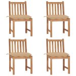 Scaune de grădină cu perne, 4 buc., lemn masiv de tec GartenMobel Dekor