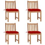 Scaune de grădină cu perne, 4 buc., lemn masiv de tec GartenMobel Dekor