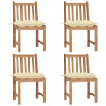 Scaune de grădină cu perne, 4 buc., lemn masiv de tec GartenMobel Dekor