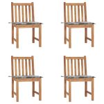 Scaune de grădină cu perne, 4 buc., lemn masiv de tec GartenMobel Dekor