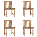 Scaune de grădină cu perne, 4 buc., lemn masiv de tec GartenMobel Dekor