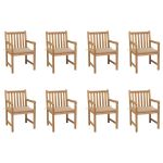 Scaune de grădină cu perne bej, 8 buc., lemn masiv de tec GartenMobel Dekor