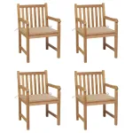Scaune grădină, cu perne bej, 4 buc., lemn masiv de tec GartenMobel Dekor