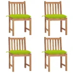 Scaune de grădină cu perne, 4 buc., lemn masiv de tec GartenMobel Dekor