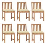 Scaune de grădină cu perne, 6 buc, lemn masiv de tec GartenMobel Dekor