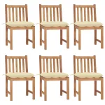 Scaune de grădină cu perne, 6 buc, lemn masiv de tec GartenMobel Dekor
