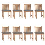 Scaune de grădină cu perne, 8 buc., lemn masiv de tec GartenMobel Dekor