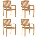 Scaune de grădină stivuibile, 4 buc, lemn masiv de tec GartenMobel Dekor