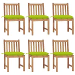 Scaune grădină cu perne, 6 buc, lemn masiv tec GartenMobel Dekor