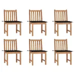 Scaune grădină cu perne, 6 buc, lemn masiv tec GartenMobel Dekor