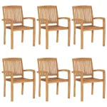 Scaune grădină stivuibile, 6 buc, lemn masiv tec GartenMobel Dekor
