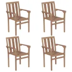 Scaune grădină stivuibile, 4 buc, lemn masiv tec GartenMobel Dekor