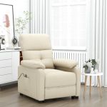 Fotoliu rabatabil electric, crem, material textil GartenMobel Dekor