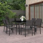 Set mobilier de exterior, 9 piese, oțel GartenMobel Dekor