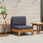 Canapea de mijloc cu pernă gri închis, lemn masiv acacia GartenMobel Dekor