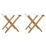 Scaune pliabile, 2 buc., alb crem, lemn masiv de tec & textil GartenMobel Dekor