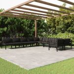 Set mobilier de grădină cu perne, 10 piese, antracit, aluminiu GartenMobel Dekor