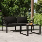 Set mobilier de grădină cu perne, 3 piese, antracit, aluminiu GartenMobel Dekor