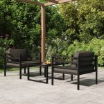 Set mobilier de grădină cu perne, 3 piese, antracit, aluminiu GartenMobel Dekor