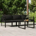 Set mobilier de grădină cu perne, 4 piese, antracit, aluminiu GartenMobel Dekor