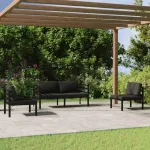 Set mobilier de grădină cu perne, 4 piese, antracit, aluminiu GartenMobel Dekor