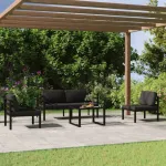 Set mobilier de grădină cu perne, 5 piese, antracit, aluminiu GartenMobel Dekor